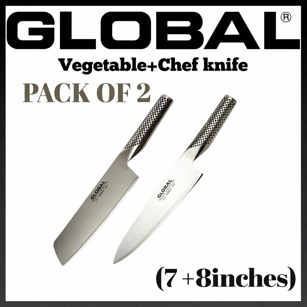 Global G-5 7" Vegetable Knife & 8" Chef Knife Set – Premium Japanese Knives G-2